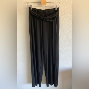 T Tahari Wide Leg Tie-Pant, Black - M